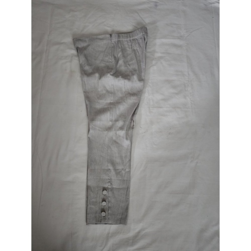 J.Jill Women's Gray Linen‎ Stretch Button-Hem Tapered Ankle Cropped Pants Small - Picture 4 of 14